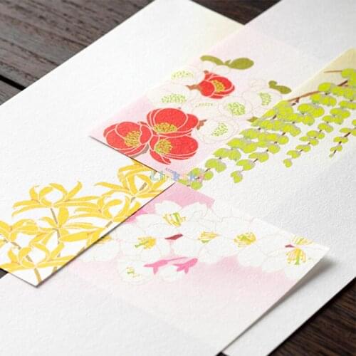 Midori Seasonal Letter Japanese paper letter envelope art creative printing letter set greeting card gift card,Schools supplies