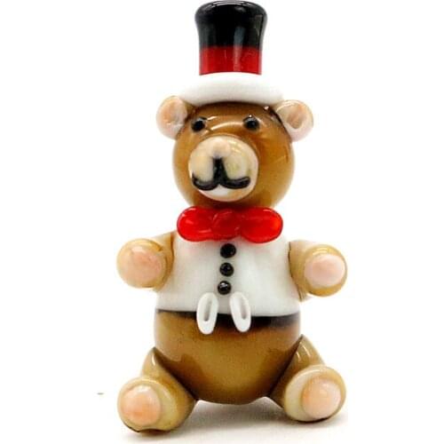 Mini Murano Glass Bear Figurines Crafts Ornaments Japanese Style Cartoon Animals Cute Vivid Gifts For Kids Room Decor Collection