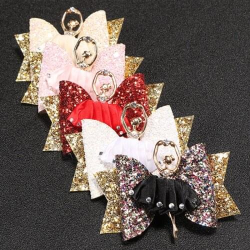 Modish Girls Resale Ballet Girl Glitter Bow Hairpin Princess Hair Clips Double Layers Bowknot Kids Bowtique Headwear Cute Hair