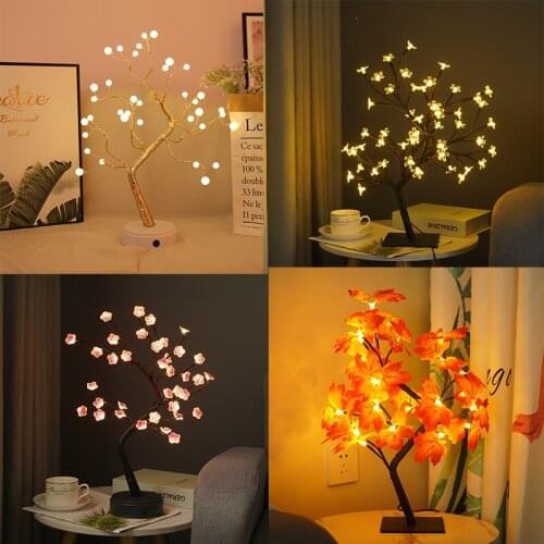 36/48 LEDS Night Light Bonsai Tree Light USB Desk Lamp Kids Bedroom Decor Home Party Wedding Indoor Decoration