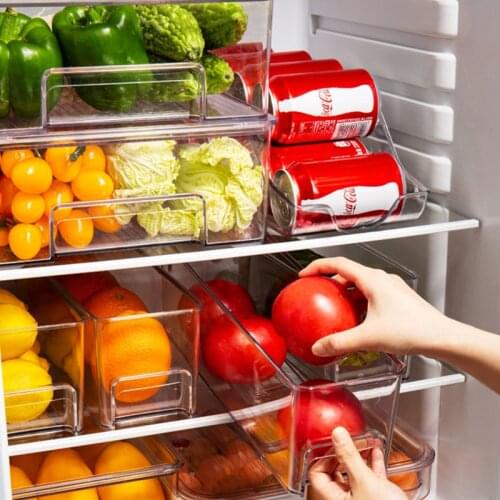 Plastic Transparent Refrigerator Organizer Storage Box Fridge Drawer Clear Refrigerator Container for Food Drinks Egg Storage