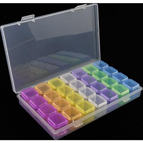 28/56/112 Slot Transparent Plastic Storage Box Diamond Painting Accessories Tool Nail Rhinestone Bead Storage Box Household