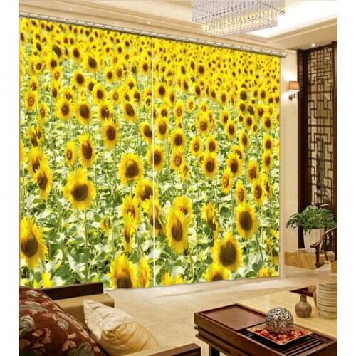 Luxury curtains custom 3d curtains sunflower window curtains for living room luxurious kitchen window curtains