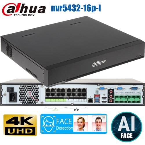 Original dahua 4K AI face NVR recorder NVR5432-16P-I DHI-NVR5432-16P-I 16PoE WizMind Network Video Recorder dahua AI face nvr