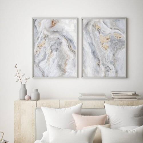 Modern Grey and White Abstract Marble Pattern Canvas Painting Posters and Prints Nordic Wall Art Pictures Home Decor No Frame