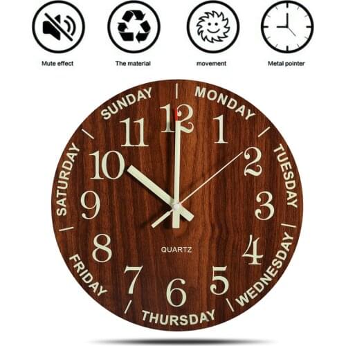 Luminous Wall Clock Number Quartz Glow In The Dark Home Decor Night Light Hanging Wall Clocks