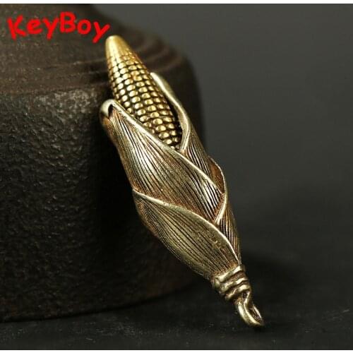 Copper Vintage Exquisite Rich Corn Keychain Pendants Retro Brass Lucky Maize Necklace Pendant DIY Vegetables Charms Accessories