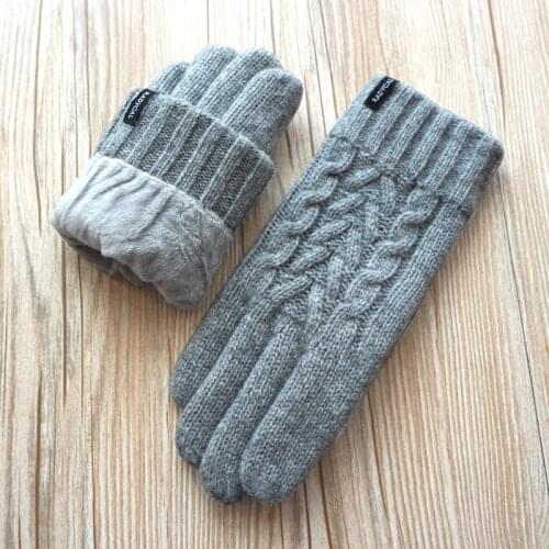 High Quality Men Driving Gloves Touch Screen Gloves Winter plus Velvet Thick Warm Wool Knitted Gloves Male Mittens Free shipping