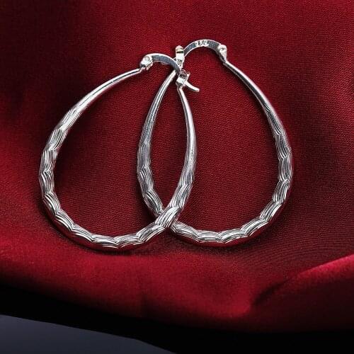 Hot 925 Sterling Silver boble 3CM Circle Oval fish pattern hoop Earrings for Women fashion Jewelry Trendsetter Christmas Gifts