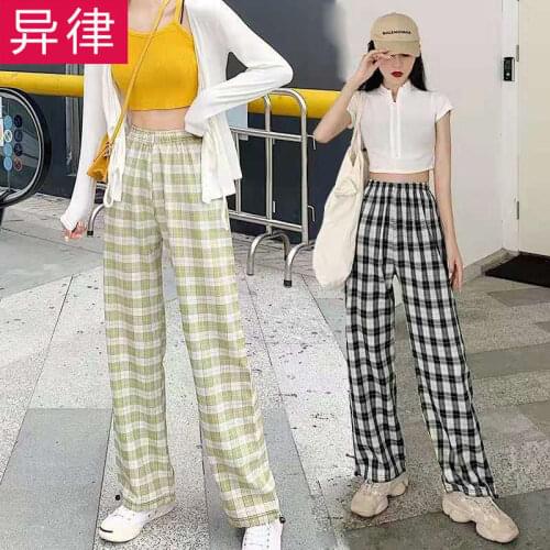 Womens Wide-Leg Casual Pants New Korean Style Students Hong Kong Style Versatile Loose High Waist Straight Casual Loose Show
