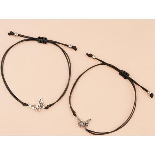 2pcs New Fashion Hollow Butterfly Bracelet Bohemian Womens National Style Silver Color Bracelet Fashion Jewelry Gift