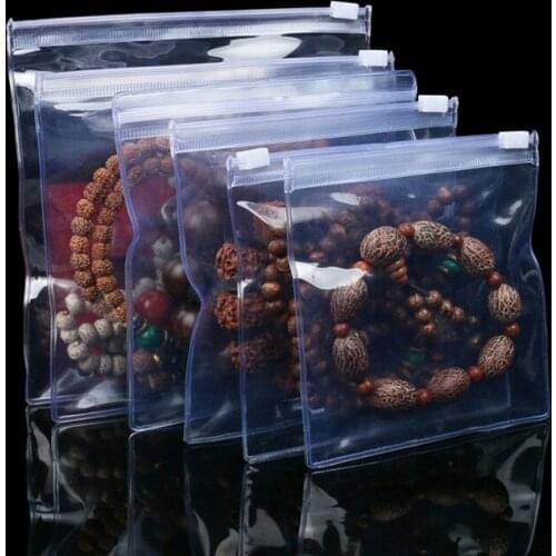 50pcs 34wire Light Blue Plastic Jewelry Ziplock Bag Thick PVC Anti-oxidation Plastic Rings Beads Pearl Packing Bag