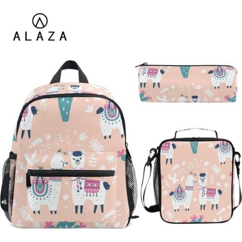ALAZA 3PCs/Set Childrens School Kids School Bags 3-8 Years Old Cartoon Animal Design Teenagers Book-Bags Set bags Shoulder bag