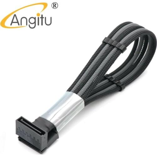 Angitu 4mm PET Sleeved SATA 15Pin Male to Female Power Extension Cable With 2pcs Cable Comb HDD Sater Extension Adapter