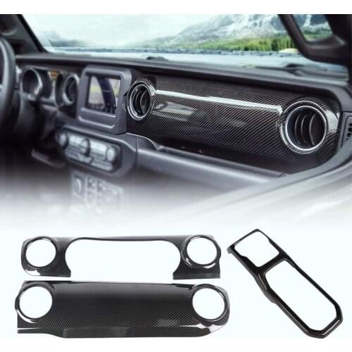 Car Center Console Trim Panel and Gear Shift Decoration Cover Frame Inner Accessories for Jeep Wrangler Jl Jlu 2019