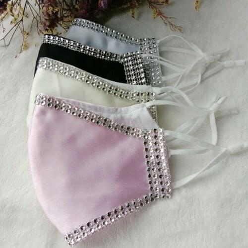 White Bling Crystal Face Mask Hang-ear Face Jewelry For Women Shading Mask Jewelry Decoration Accessories Cover Face Bridal Mask