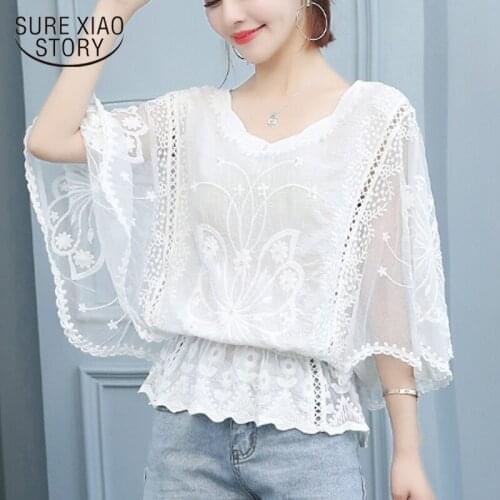 Blusas mujer de moda 2019 womens shirts camisas mujer ladies blouses blusa blanca mujer Three Quarter summer blouse 4478 50