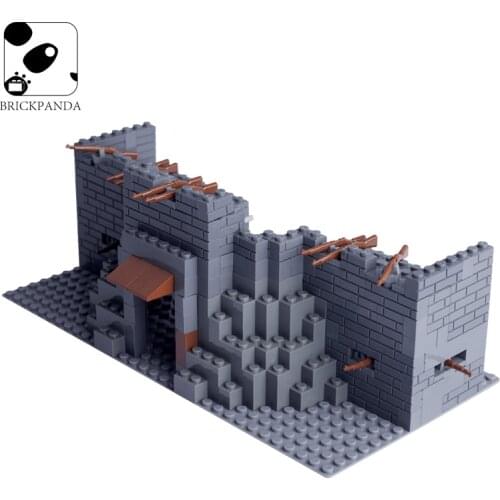 BRICKPANDA World War 2 Army Military Fortress Building Blocks Police SWAT Armor Soldier City Wall Ruins Model Bricks Kids Toy