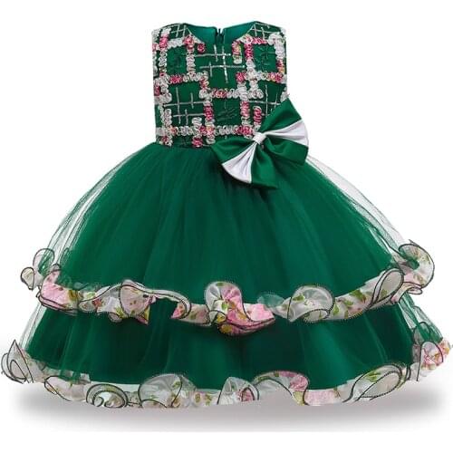 Summer Pageant Kids Petal Dress For Girl Children Costume Party Bow Princess Dresses Girls Vestido Baby Sleeveless 8 10 Clothing