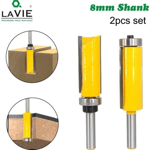 LAVIE 1pc 8mm Flush Trim Pattern Router Bit Top & Bottom Bearing Bits Milling Cutter For Wood Woodworking Cutters MC02214