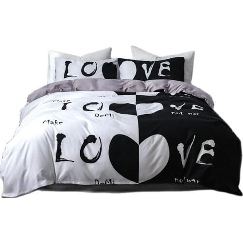 Love win Full Queen King Size Bed Set for Home Duvet Cover Pillowcase Bedding Set