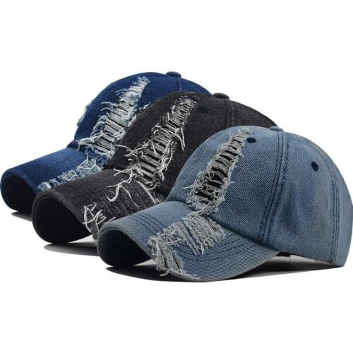 2020 Fashion Spring and Autumn Worn Denim Cap Summer Outdoor Leisure Visor Hat Trend Hole Baseball Caps Hip Hop Sport Hat Unisex
