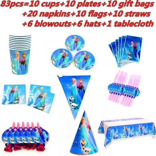 Disney Frozen Party Snow Queen Set Decoration Party Supplies Cup Plate For Birthday Party Decorations Kids Girl Baby Shower Gift