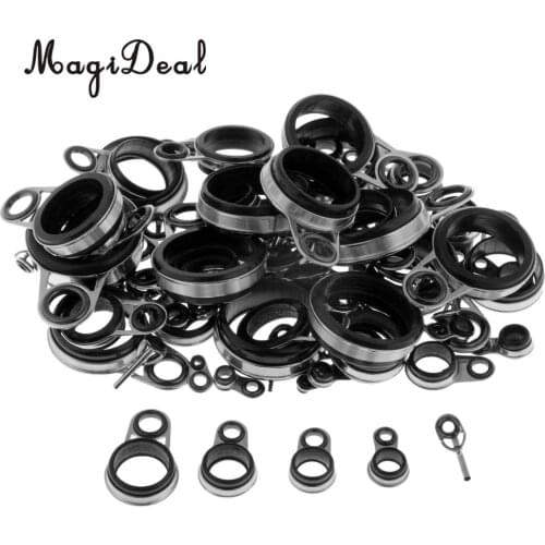 MagiDeal 78pcs Fishing Rod Guides Top Tips Ring Spinning Telescopic Casting Rod Guides Firmly Mount 0.8mm-8.3mm -Mixed Size