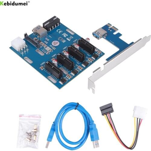 New arrival PCIe Riser Card PCI Express 1 to 4 PCIE 1X Slot Mini ITX to External 4 PCI-e Slot Adapter Board PCIe Multiplier Card