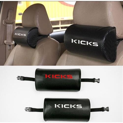 Carbon Fiber Texture PU Leather Car Neck Pillow For Nissan Kicks