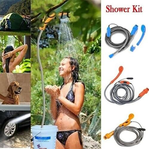 Camping Shower 12V Electric Outdoor Shower Water Bag Kit For Travel Car Washing Hiking Flowering Plants Watering