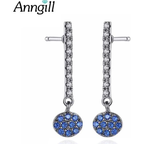 Popular Fashion Blue Long Drop Earrings Female Copper Cubic Zirconia Brincos For Women Boho Wearing Occasion Party Jewellery