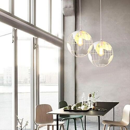 Modern Home Lighting Nordic Modern Rope Earth Ball Chandelier World Map White and Black Living Room Cafe Bar Attic Retro Light S
