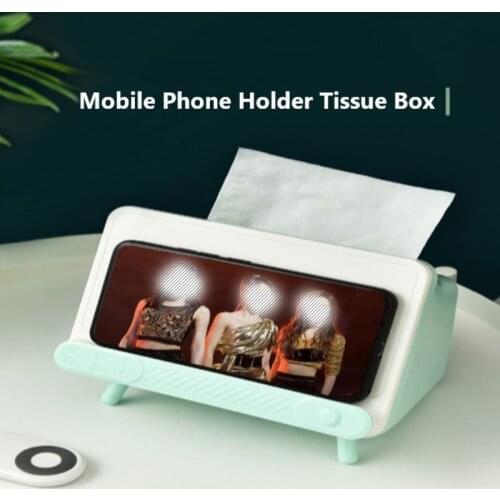 Simple Tissue Box Phone Holder Rectangle Paper Towel Holder Desktop Napkin Storage Container Kitchen Tissue Tray Home Office