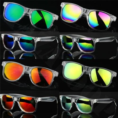 Women Men Retro Square Transparent Clear Frame Mirror Lens Classic Sunglasses