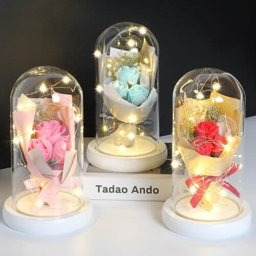 Home Decoration A bunch of Artificial Flowers On a Dome with LED lights Galaxy Rose For Christmas Mothers Day Wedding Decor