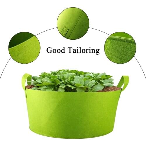 Grow Bags Durability Good Air Permeability Two Size Repeatedly Green Color Portable Plant Fabric Pots