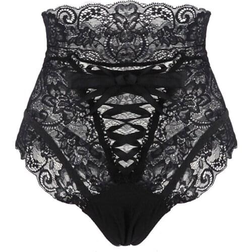 Plus size Sexy Panties Women High Waist Lace Thongs and Underwear Ladies Hollow Out Underpants Intimates Lingerie panties S-5XL