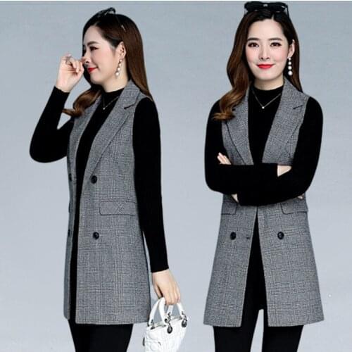 Women 2021 Fashion Solid Color Slim Temperament Fashion Single Breasted Suit Collar Sleeveless Vest Streetwear Waistcoat X48