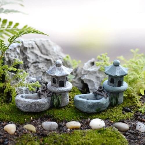 1pcs Vintage Artificial Pool Tower Miniature House Fairy Garden Home Decoration Mini Craft Micro Landscaping Garden Home Decor