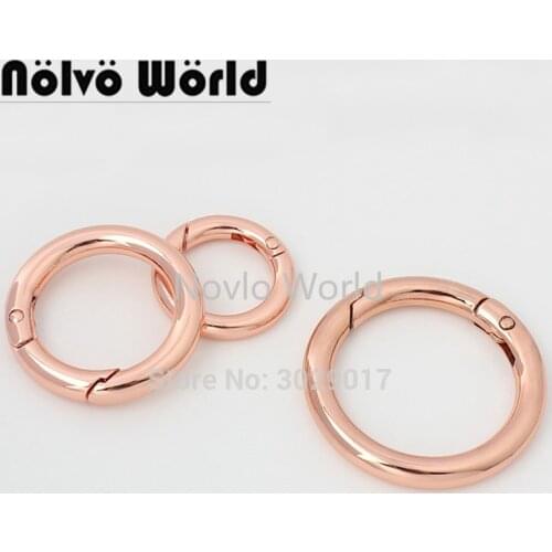 10-50pcs 6 colors rose gold inner 1.8cm 2.6cm 3.4cm Snap Spring Gate Ring for Sewing Purse Bag Handbag Handle Connector