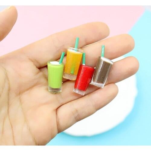 10Pcs Mini Simulation Fruit Drink Bottle Resin Decoration Crafts Cabochon Kawaii DIY Embellishments For Scrapbooking Accessories