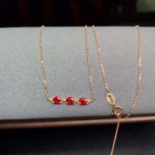 100% Real 18K Gold Natural And Real Ruby Pendant Ruby necklace For Women