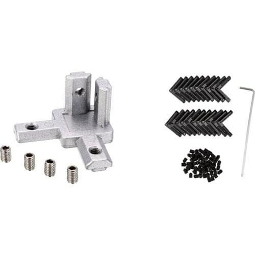 20x 2020 Series 3 - Way End Corner Bracket Connector & 20Pcs Black T Slot L-Shaped Angle Slot Connector Joint Bracket