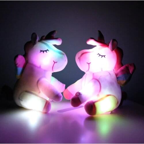 25-40cm LED Unicorn Plush Toys Plush Light Up Toys Stuffed Animals Cute Pony Horse Toy Soft Doll Kids Toys Xmas Birthday Gifts