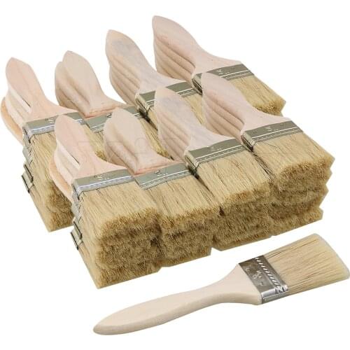 40 x Wood Handle Chip Brushes with Handle Painting Supplies Dark Yellow