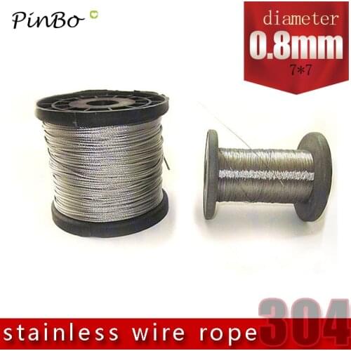 50M 304 stainless steel wire rope alambre cable softer fishing lifting cable 7X7 Structure 0.8mm diameter
