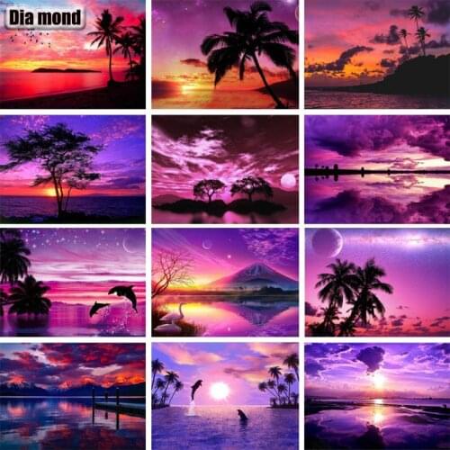 5D DIY Diamond Painting Landscape Seaside Cross Stitch Full Diamond Embroidery Rhinestone Picture Mosaic Home Decoration Gift