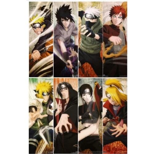 8pcs Sasuke Anime Bookmarks Waterproof Transparent PVC Plastic Bookmark Beautiful Book Marks Gift