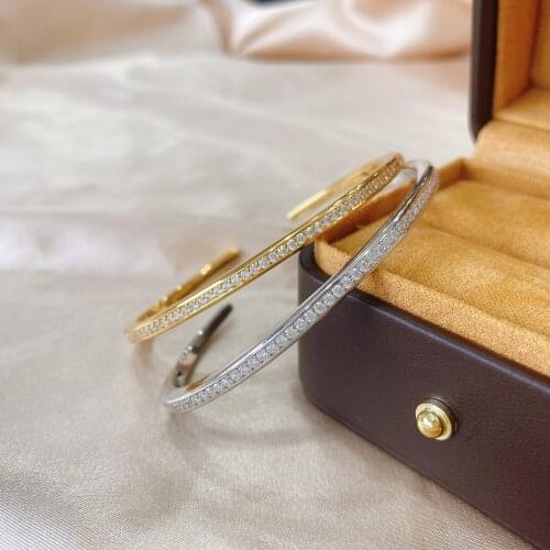 2021 Moissanite Diamond Bangle Cuff For Women Bridal 100% Real 925 Sterling silver Wedding Bracelet Bangle Trendy Party Jewelry